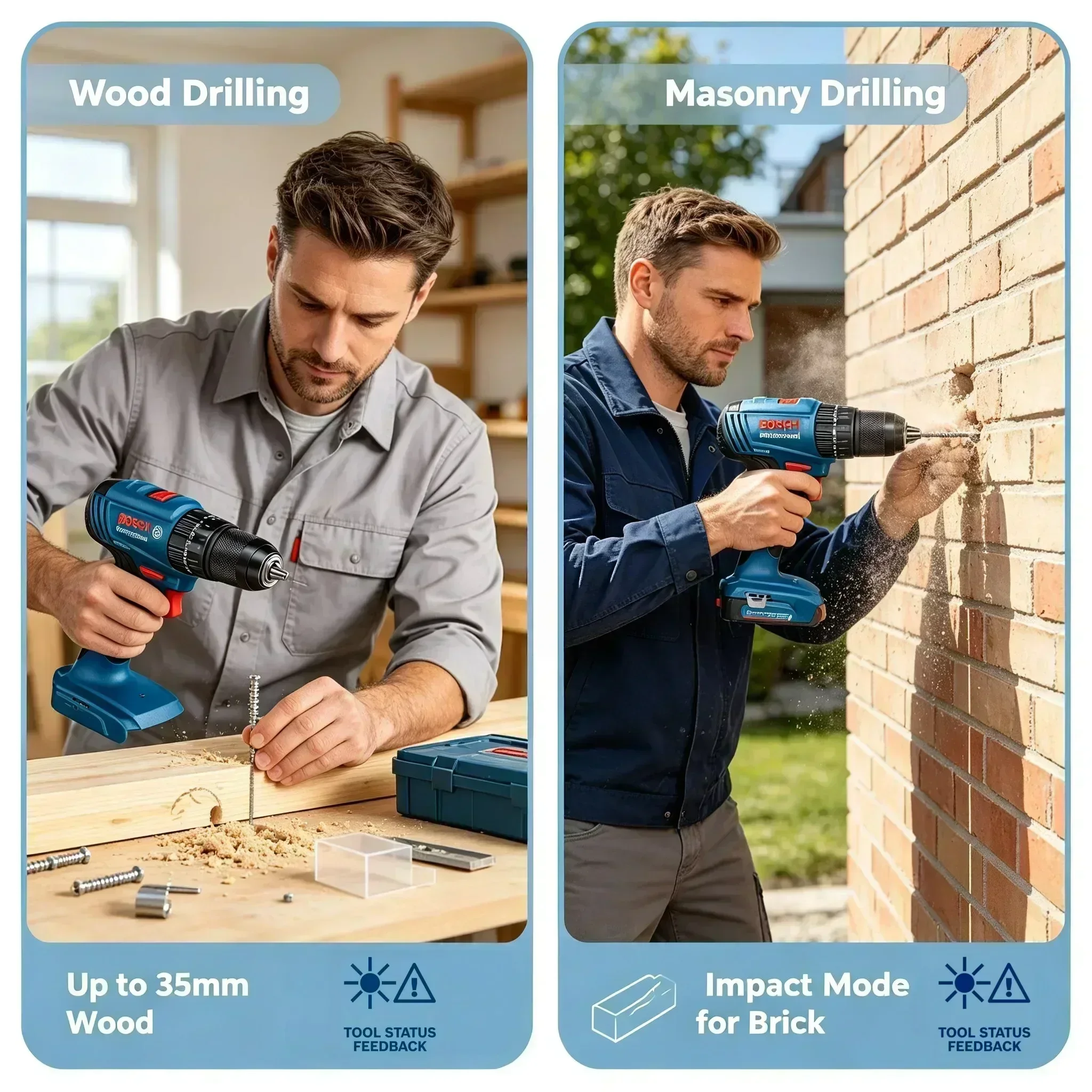 Bosch Drill Gsb 18V - สว่านกระแทกไร้สายแบบมอเตอร์ไร้แปรงถ่าน Bosch GSB 185-LI 18V 1900RPM